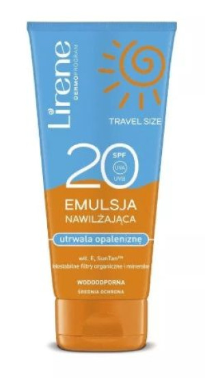 Lirene Sun, Travel Size, Emulsja nawilżająca, utrwala opalenizne, SPF 20, 9