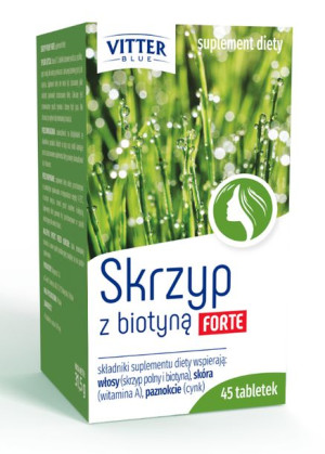 Skrzyp z biotyną Forte Vitter Blue 45 tabletek - Długi termin ważności!