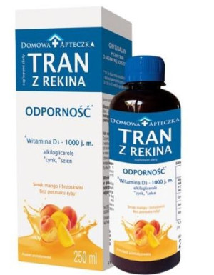 Tran z Rekina smak mango i brzoskwini, 250 ml - Długi termin ważności!