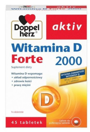 Doppelherz Aktiv Witamina D Forte 2000, 45 tabletek - Długi termin ważności