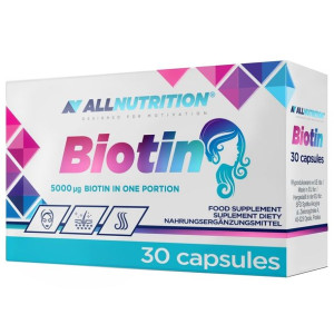 Allnutrition, Biotin, 30 kapsułek - Długi termin ważności!