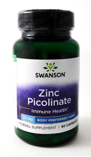 Swanson Zinc Picolinate 0022g 60 kapsułek - Długi termin ważności!
