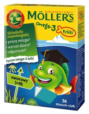 Mollers Omega-3 Rybki żelki o smaku owocowym 36 sztuk - Długi termin ważnoś
