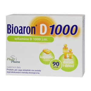 Bioaron Witamina D 1000j.m. 90 kapsułek - Długi termin ważności!