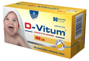 D-Vitum D dla niemowląt 400 j.m., 90 kapsułek - Długi termin ważności!