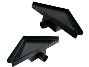 Odpływ Liniowy Trójkątny Narożny 25x25 Cm Czarny Mat Niski 52mm