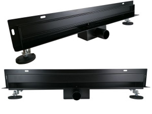 Odpływ Liniowy Ścienny Czarn Mat 60 Cm Boczny Niski 52mm Stal