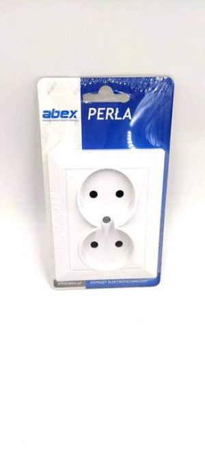 Gniazdo wtyczkowe podwójne -PERŁA- p/t 2x2p 16A, 250V; biały