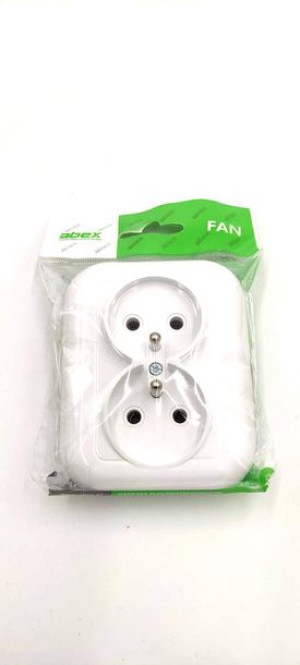 Gniazdo wtyczkowe podwójne -FAN- p/t 2x2p+Z 16A, 250V; biały