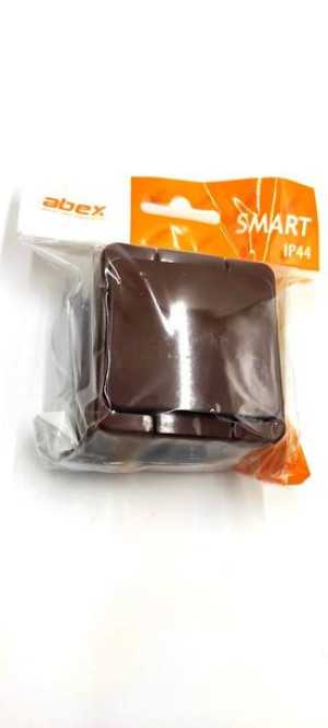 Gniazdo wtyczkowe pojedyncze -SMART- 2P+Z bryzgoodporne z klapką; brązowy
