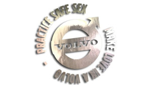 Wycinana naklejka PRACTICE SAFE SEX MAKE LOVE IN A VOLVO chrom