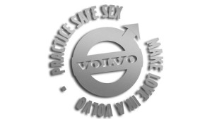 Wycinana naklejka PRACTICE SAFE SEX MAKE LOVE IN A VOLVO srebrna