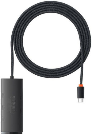 Hub 4w1 Baseus Lite Series USB-C do 4x USB 3.0 + USB-C, 2m (czarny)