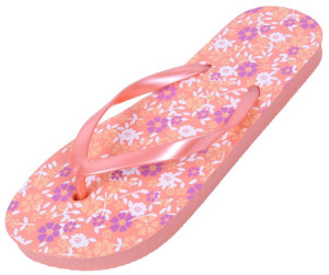 Pomarańczowe, damskie klapki/japonki w kwiaty