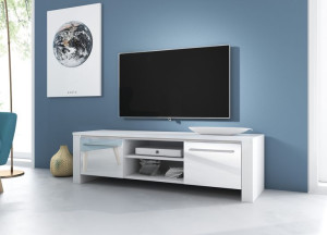 Szafka RTV MANHATTAN 140 RTV MANHATTAN biały mat/biały połysk 2K