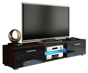 Komoda Stolik Szafka Wenge/czarny Połysk Rtv E001 + Led