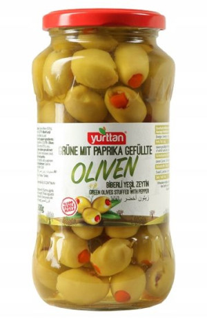 Zielone oliwki nadziewane papryką YURTTAN 300g
