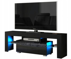 Komoda Stolik Szafka Czarny/czarny Połysk E042 Rtv + Led