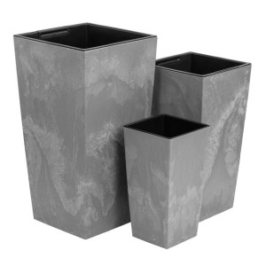 Zestaw 3x wysokie doniczki wkład kolor beton W 26,5 32,5 37,5 cm Beton