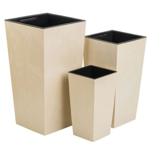 Zestaw 3x wysokie doniczki wkład kolor kremowy W 26,5 32,5 37,5 cm Beton