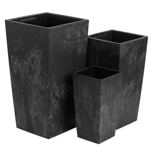 Zestaw 3x wysokie doniczki wkład kolor antracytowy W 50 55 61 cm Beton