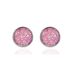 Kolczyki Sztyfty Glitter Pink