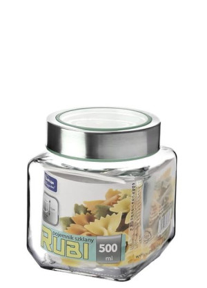Pojemnik szklany słoik kwadratowy RUBI 500 ml szary
