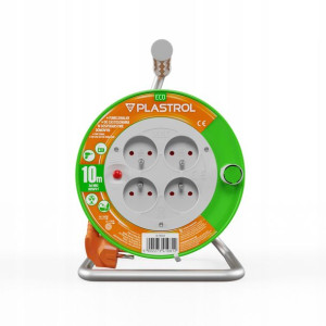 Przedłużacz bębnowy ECO LINE, 4x2p+Z, 10A, 2300W, przewód 3x1mm H05VV-F 15M