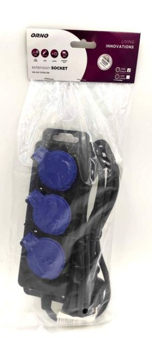 Przedłużacz IP44, 3x2P+Z, H05RR-F 3x1.5, 3m