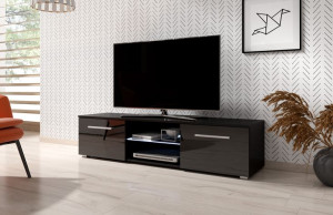 Szafka RTV MOON 140 RTV MOON 140 LE czarny/czarny połysk LED B 2K