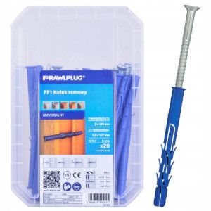 Rawlplug Kołek Ramowy 8x120mm Z Lejkiem, Wkręt 5.8x127mm 20szt/opak