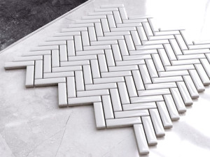 Mozaika Ceramiczna Mini Chevron White Połysk