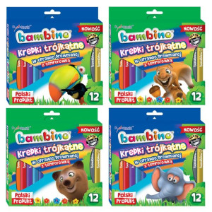 Kredki Bambino 12 Kol Trójkątne 02892 + Temperówka