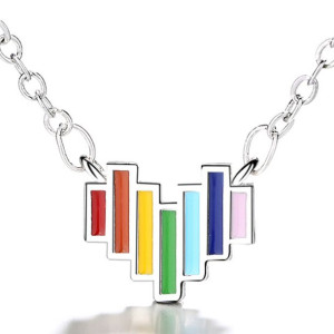 Naszyjnik Srebrny Z Sercem Rainbow Tęcza