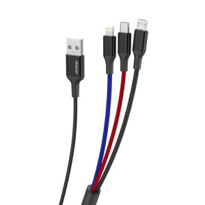 Dudao kabel przewód 3w1 USB - Lightning / USB Type C / micro USB 5 A 38 cm