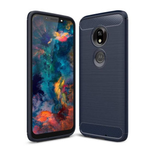 Carbon Case elastyczne etui pokrowiec Motorola Moto G7 Play niebieski