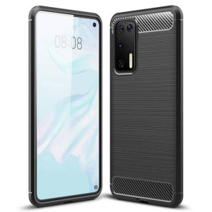 Carbon Case elastyczne etui pokrowiec Huawei P40 czarny