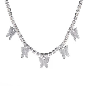 Naszyjnik Z Motylami Choker Srebrny