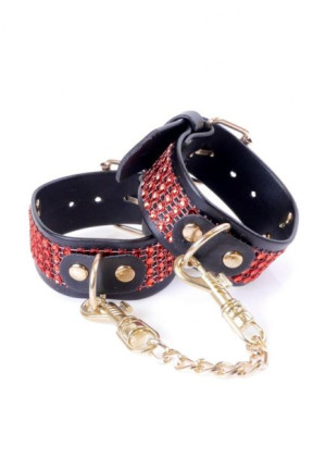 Fetish Boss Series Handcuffs With Cristals 3 Cm Red Line