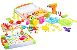 Puzzle Klocki W Walizce 4w1 + Wkrętarka 181 El.