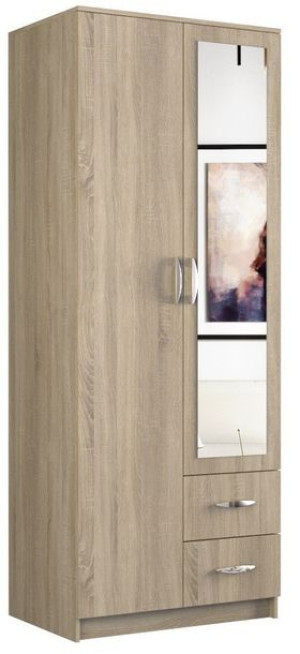 Szafa Romana 80cm Lustro 2 Drzwi 2 Szuflady Sonoma