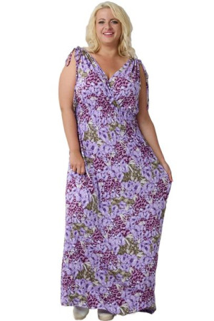 Sukienka FILOMENA fioletowe kwiaty/panterka 48