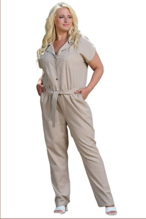 Kombinezon HANKA lniany beż 56 PLUS SIZE
