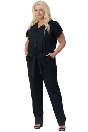 Kombinezon HANKA lniany czarny 56 PLUS SIZE
