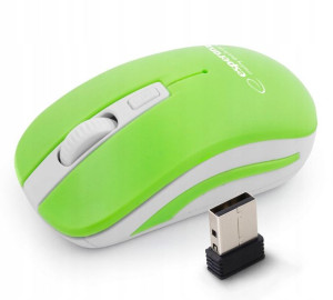 Mysz Bezprzewodowa USB 4G biało zielone 2.4GHz