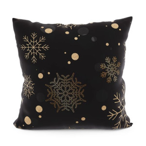 SNOWFLAKE poszewka dekoracyjna VELVET 40x40cm czarna