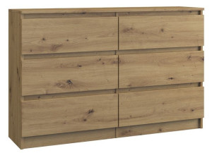 Komoda Malwa Z 6 Szufladami M6 120cm Dąb Artisan