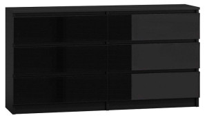 Bezuchwytowa Komoda Szuflady M6 140cm Czerń Połysk