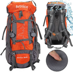 Duży Plecak trekkingowy Artnico 80+5l pomarańczowy