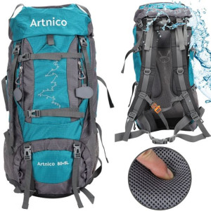 Duży Plecak trekkingowy Artnico 80+5l turkusowy
